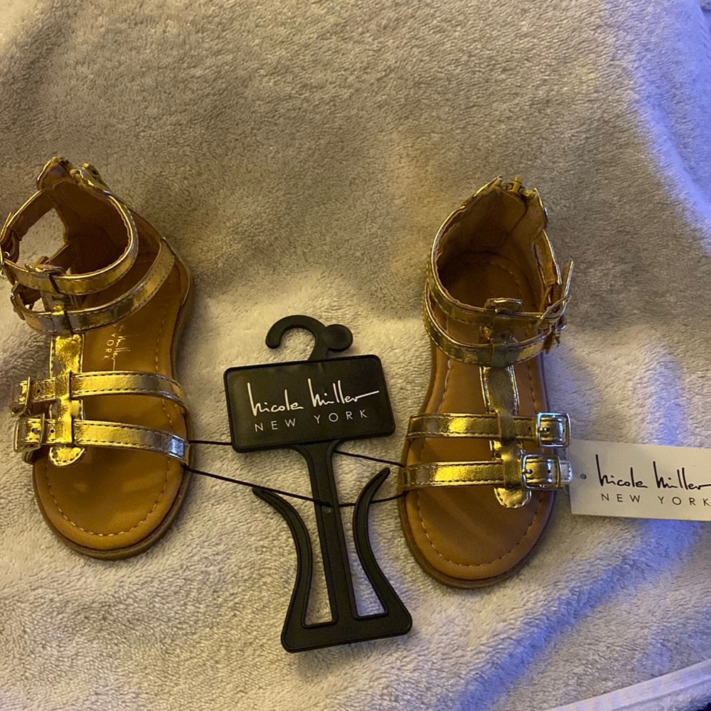 Nicole Miller Kids Metallic Gold Strappy Gladiator Sandals